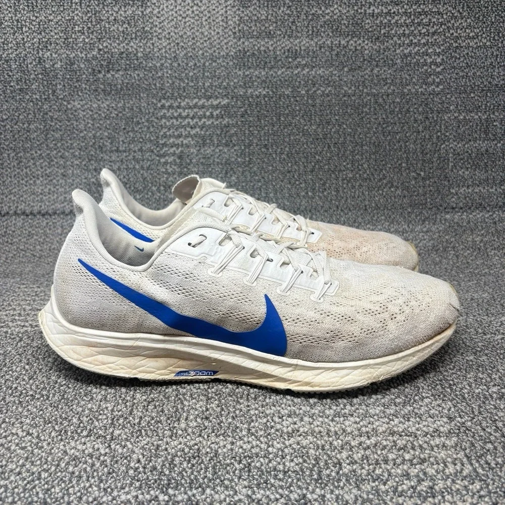Nike Air Zoom Pegasus 36 AQ2203-005 Mens 14 White Blue Athletic Running Shoes